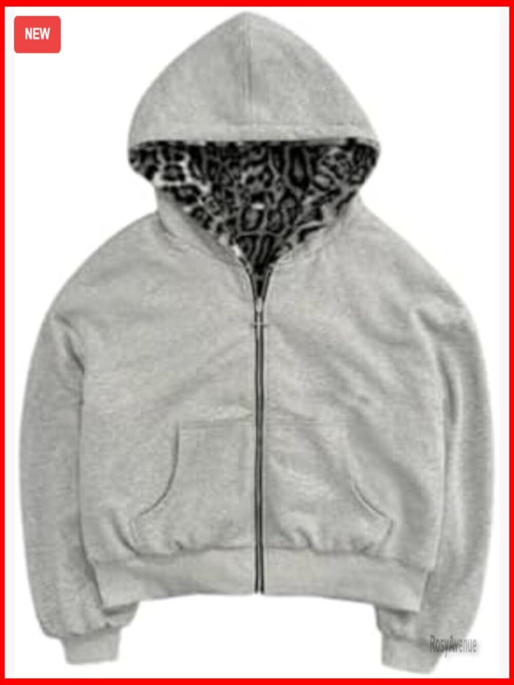 Reversible Leopard Print Zip Up Jacket Hoodie Y2k Grunge Streetwear Unisex